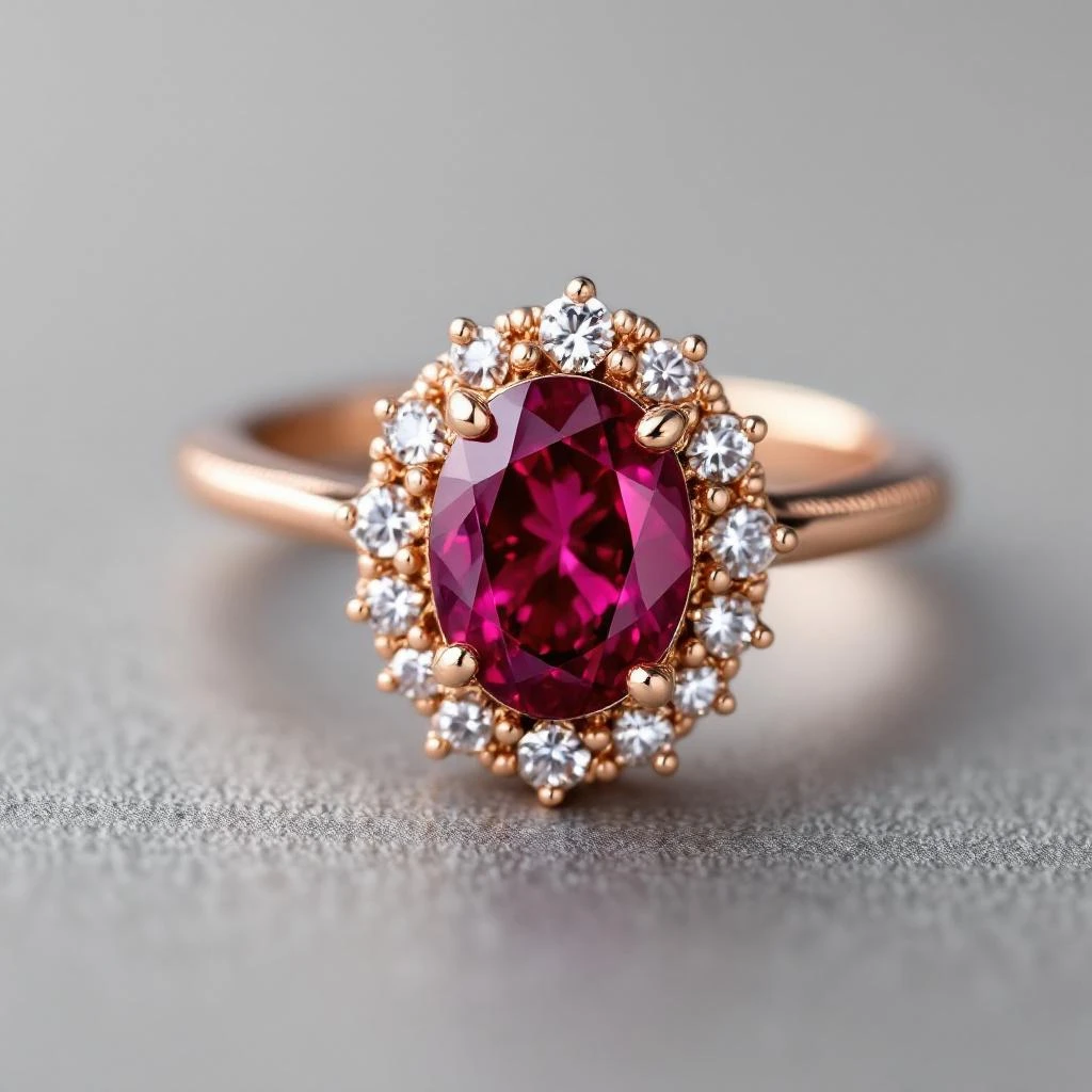 Vintage Ruby Halo Ring